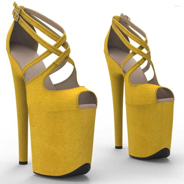 Sandales 20cm / 8 pouces brillantes PU Upper Electroplate Plateforme High Heel Sexy Modèle Chaussures Pole Dance 334