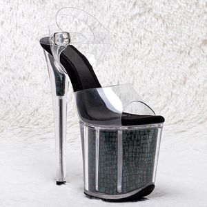 Sandales 20cm / 8 pouces Shiny PVC Platage d'électroplate supérieure High Heel Sexy Modèle Chaussures Pole Dance 145