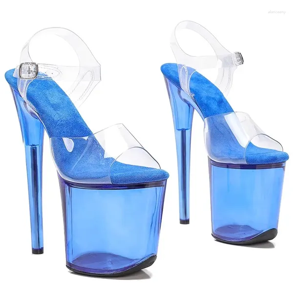 Sandales 20cm / 8 pouces Shiny Pvc Platte d'électroplate supérieure High Heel Sexy Model Chaussures Pole Dance 136