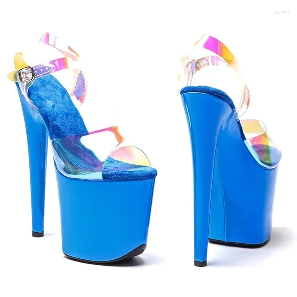 Sandales 20cm / 8 pouces Shiny Pvc PVC Électroplaque supérieure Plateforme High Heel Sexy Model Chaussures Pole Dance 238