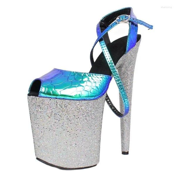 Sandalias 20 cm Tacones altos Plataforma Crystal Show Stripper Mujeres Mujer Zapatos de fiesta sexy Zapatillas