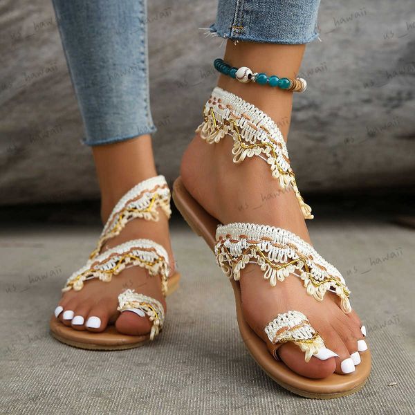 Sandalias 30 diseños de flores: nuevas sandalias para mujer con estilo de punta para vacaciones, zapatos de playa de gran tamaño de color liviano T240305