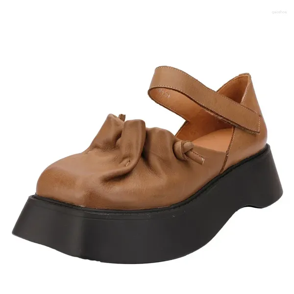 Sandales 4.5cm crochet carré bout creux luxe élégance chaussures 2024 naturel véritable mocassins en cuir été femmes plate-forme compensée