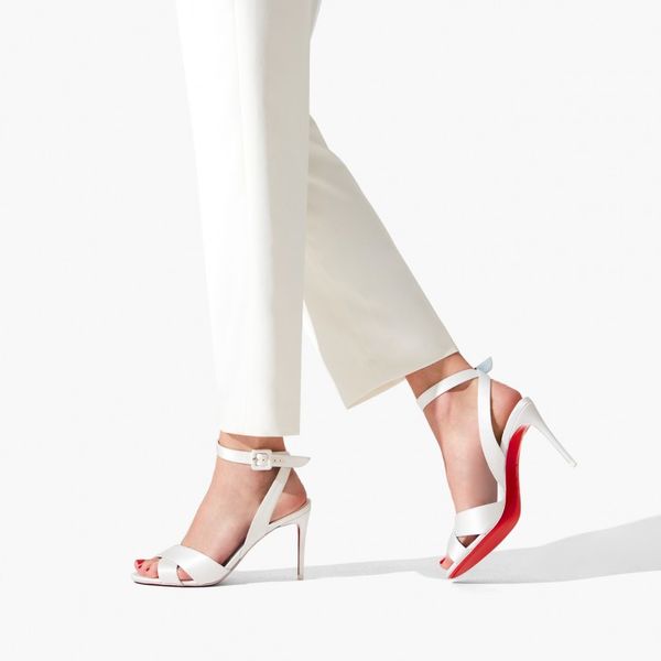 Sandales sandales 85mm - crêpe satin - semelles rouge ivoire shoes cool