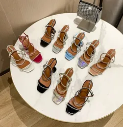 Sandales Amina Muaddi sandales haut de gamme chaussures habillées de créateur nœud papillon cristal diamant décoration Transparent PVC vin tasse talons