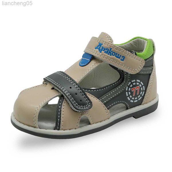 Sandales Apakowa sandales d'été Double crochet boucle garçon sandales soutien de la voûte plantaire respirant enfant en bas âge petits enfants chaussures d'été pour garçons W0217