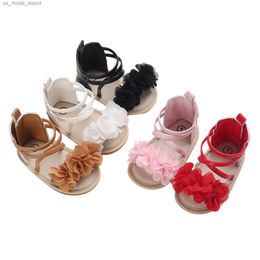 Sandalen 12 april 2022 Lioraitiin 0-18m Babymeisje Casual sandalen met bloemenvlakken Work Bandages Soft Sole Anti Slip Princess Flat Shoesl240429