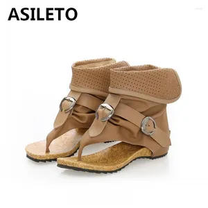 Sandales Asileto Summer Cool Vintage Ankle Women Clip Toe 15cm High Talon Flat Boucles Casual Shoes Big Taille 42 43 Black Khaki