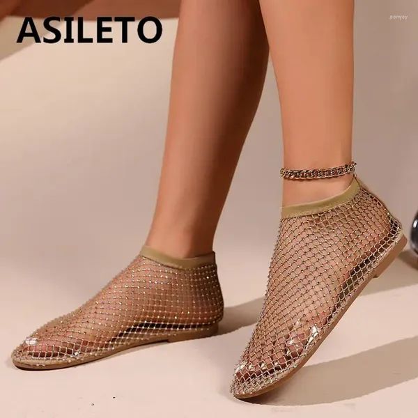 Sandales Asileto Femmes Flats Round Toe Slip on Hollow Mesh Breathable Grande taille 41 42 43 Summer Daily Female Casual Chaussures