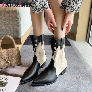 Sandales automne vintage femmes occidentales bottes courtes talons grossiers inspirants dames cowgirl cowboy bootties de cheville
