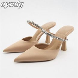 Sandales automne chaussures pour femmes abricot all-match élégant chaîne stiletto bout pointu Mary Jane chaussures à talons hauts 230211