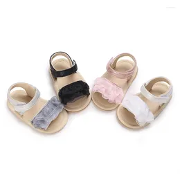 Sandalen babymeisjes schattige kanten rubberen zool voor antislip lichtgewicht antislip comfortabele wandelschoenen geboren babyzomer