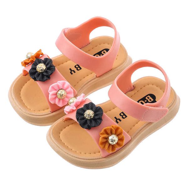 Sandalias sandalias para niñas pequeñas zapatos planos de flores para niños zapatos de playa para niñas pequeñas de verano sandalia antideslizante para bebés de 1 año chaussure enfant fille Z0225