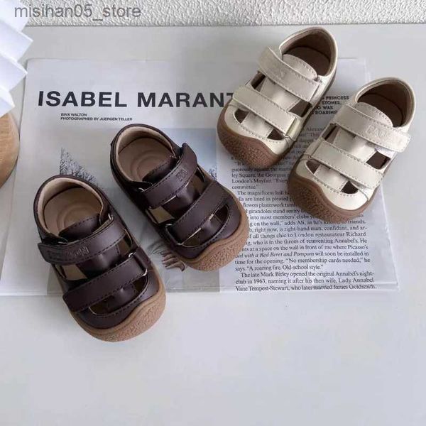 Sandales Bébé sandales couleur unie chaussures de plage pour enfants été nouvelle maroquinerie pour enfants bébé premier pas marcheur Q240328