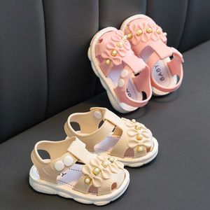 Sandalen baby peuter meisjes sandaal flexibel niet-slip pvc bowknot parels zomer casual dagelijkse platte schoenen z0331