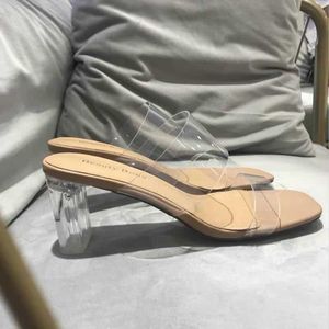 Sandals Beach Summer Clear Fashion Shoes Women Dames Sandaal Comfortabele hoge hakken Vrouw Transparant medium Heel Nieuw T230208 829