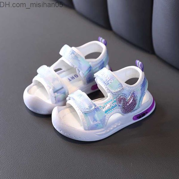 Sandalias Hermosa Rhinonstone Cisne Verano Niña Sandalias Casual Deportes Bebé Niña Zapatos de playa Plano Púrpura Rosa Sandalias para niños G03061 Z230711