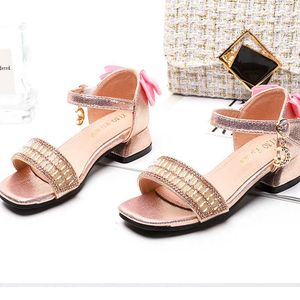 Sandalen Grote Meisjes Sandalen Kristal Prinses Schoenen Nieuwe Zomer Strass Kinderen Sandalen voor Meisje Hoge Hakken Party Dansschoenen CSH990