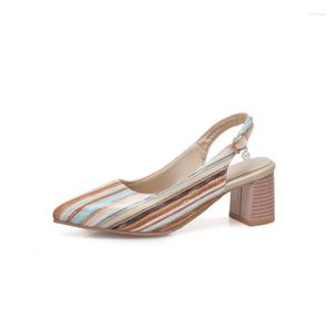 Sandalias Gran tamaño 11 12 13 14 15 16 17 Tacones altos zapatos Mujeres Mujeres Summer Ladies de tacón alto con correas de espalda a rayas