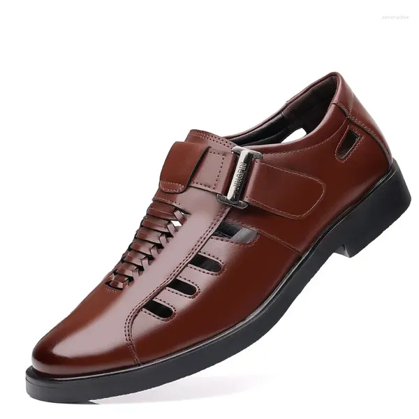Sandales grande taille 38-48 évidé hommes chaussures en cuir décontracté robe d'affaires homme respirant bureau été chaussure formelle