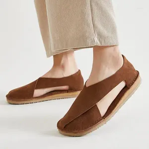 Sandales Birkuir rétro doux hommes fermé orteil luxe cuir de vache été sans lacet plage véritable mâle