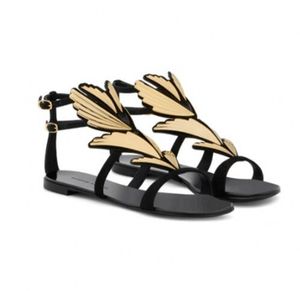 Sandalias Gold de oro negro Moda Fashion Heel Butterfly Comfort Lazzy Gladiators Zapatos de verano