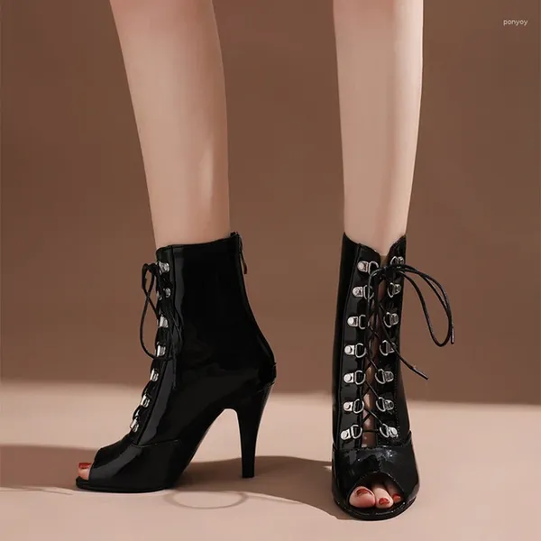 Sandales BLXQPYT Zapatos De Mujer 2024 Bottes d'été Peep Toe Zipper Talons hauts Party Designer Chaussures de robe noire pour femmes A7-3