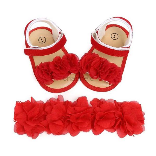 Sandales Bobora pour bébé fille, bandeaux et sandales à fleurs pieds nus, ensemble de valeur, chaussures de berceau décontractées + bandeau, bandes de cheveux, 240329