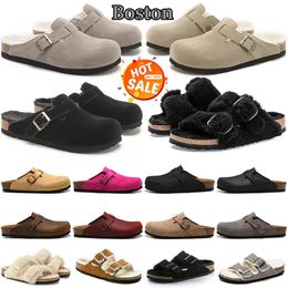 Sandales Boston Clogs Sandal Designer Fourrure Pantoufles Clog Arizona Hommes Femmes Diapositives Noir Blanc Daim Cuir Boucle Sangle Plate-Forme Baskets Falt Slides