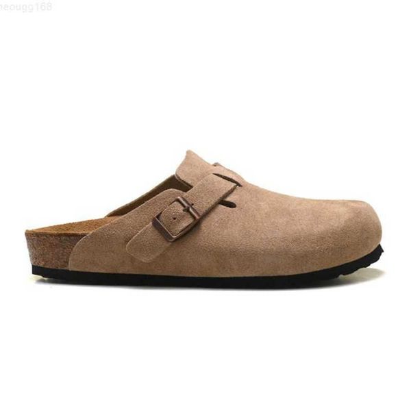 Sandales Boston Sac en cuir huilé Head Pull Cork Daim Designer Diapositives Automne Hiver Mocassins Chaussures Classique Tan Marron Noir Hommes Femmes Sabots 228ess