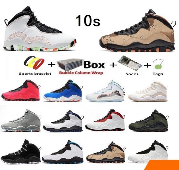 Sandales Sandales Box avec Jumpman 10 Ember Glow Camo Hommes Chaussures de basket-ball Fusion Red Woodland Wings Seattle Westbrook Je suis de retour Desert Dark Smoke Grey 10s