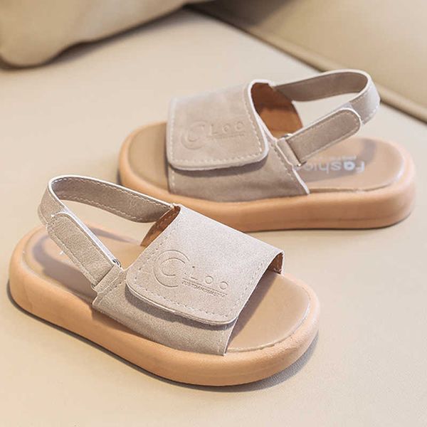 Sandalias para niños y niñas, novedad de verano, sandalias de playa antideslizantes ligeras con parte inferior suave de Color sólido con bridas Z0225