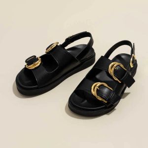 Sandals Brand Designer Women Platform Sandalen Gold Buckle Romeinse schoenen Nieuwe Summer Metal Circle Gladiator Sandalias Mujer met doos