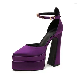 Sandales de marque en Satin strass pour femmes, chaussures à talons hauts de 14.5cm, plateforme, noir, rouge, robe de soirée, de mariage, grande taille 4142