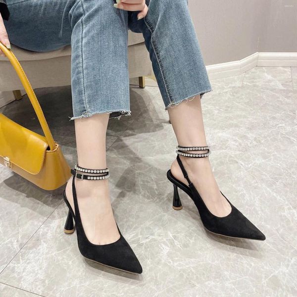 Sandalias Transpirable Alto Casual Tacones puntiagudos para mujer con cordones Moda sexy para mujer Zapatos de tacón ancho Tamaño 12