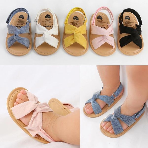 Sandales respirantes d'été pour bébés filles, chaussures de Style Simple, couleur unie, semelle souple, pour l'extérieur et l'intérieur, pour les premiers pas