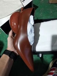 Sandales en cuir marron ballon talon pompes image réelle bout pointu style étrange peu profond mat printemps femmes chaussures de qualité supérieure 231127