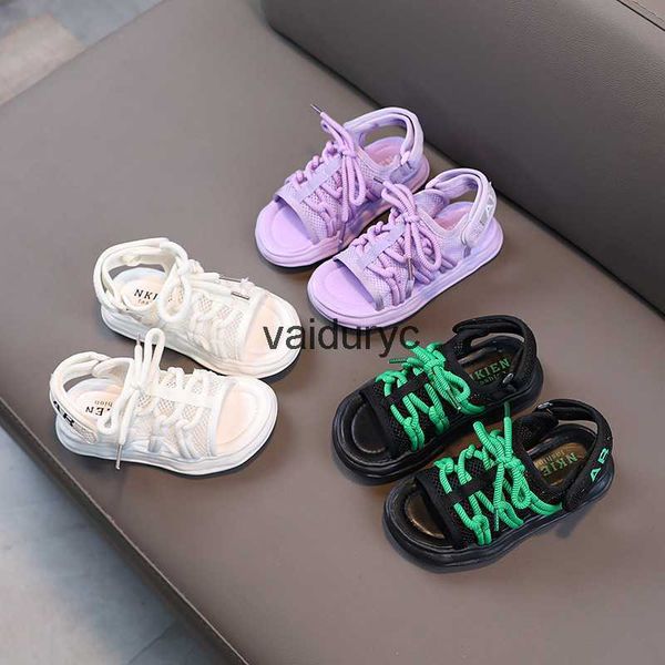 Sandales Sandales pour enfants de couleur bonbon maille respirante 2023 été nouvelles chaussures de plage à semelles souples pour filles chaussures pour garçons version coréenne H240307