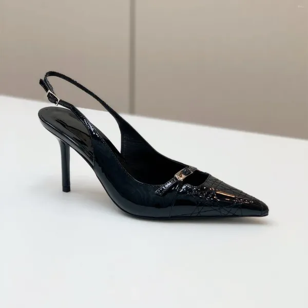 Sandales concepteur décontractée mode femme chaussures en cuir breveté noir