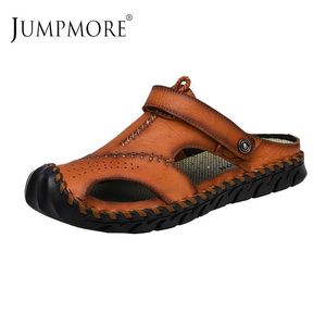 Sandales décontractées douces confortables pantoufles en cuir masculin masculin masculin d'été romain sandales de plage extérieure grande taille 38-48 230720