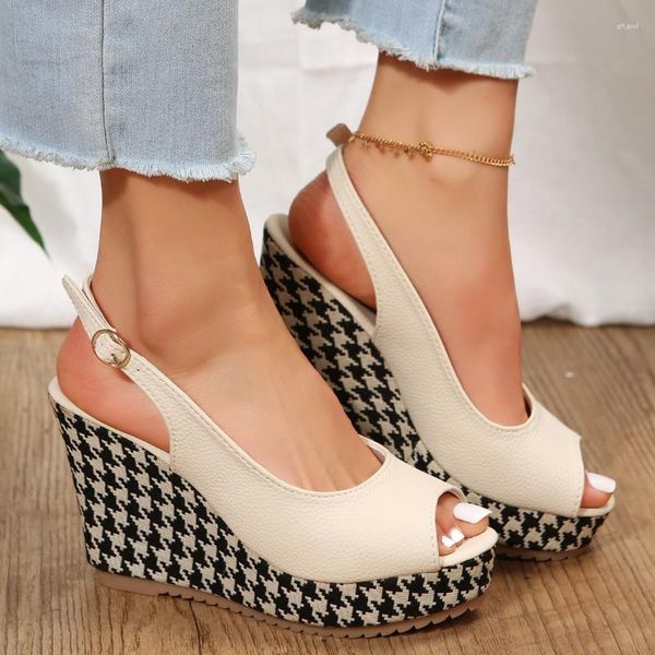 Sandalias informales para mujer, zapatos de tacón con cuña, plataforma alta para fiesta a la moda de verano 2023 para mujer, talla grande 35-42