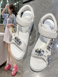 Sandalen chic dikke opgeloste kristal student dames 2021 slippers zomerplatform schoenen diamant hookloop gladiator sandalias mujer6806038