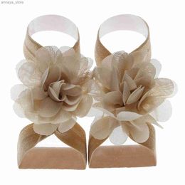 Sandalias Flor de gasa descalzo Sandalias adecuadas para bebés Fotos de recién nacidos para niñas accesorios de moda para niños