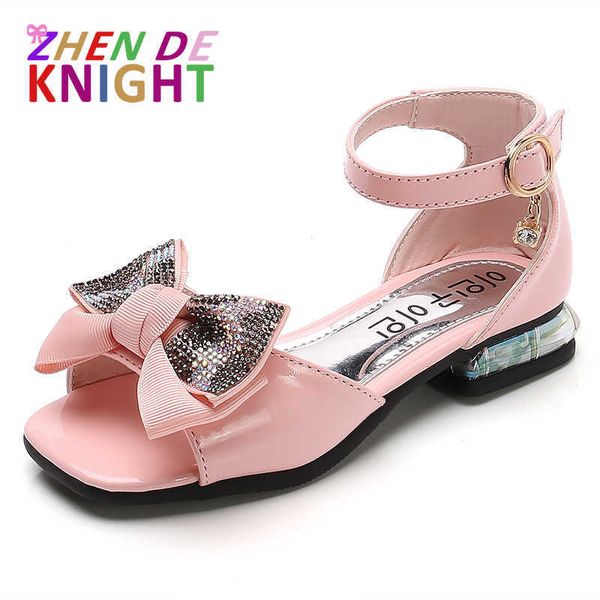 Sandalias Sandalias para niños Moda Arco Chica Zapatos de playa para niños Sandalias de verano Princesa Zapato 3 4 5 6 7 8 9 10 11 12 Año Z0225