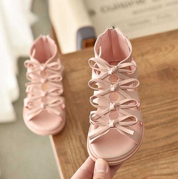 Sandales chaussures pour enfants 2021 nouvel été décontracté paillettes nœud printemps haut talon filles chaussures mode princesse danse fête sandales Z0225