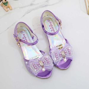 Sandalen Kinderen Sandalen Prinses Stijl Feestschoenen Meisjes Glitter Bruiloft Kristal Hoge Hak Schoenen Open Teen Kindersandalen voor meisje CSH819