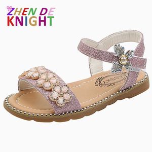 Sandalen kinder sandalen voor meisjes zomer prinses schoenkinderen elegante sandaal mode bloem strandschoenen 2023 3 5 6 7 8 9 10 11 12 jaar y240515