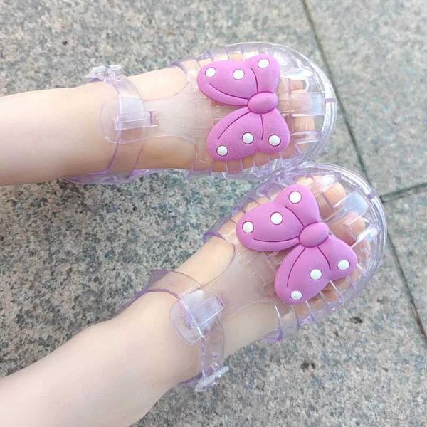 Sandalias zapatos para niños Sandalias de verano Sandalias transparentes Patrón de arco estéreo Baby Princess Childrens Casual D240527