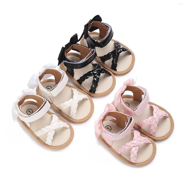 Sandales CitgeeSummer Infant Baby Girl PU Cuir Antidérapant Bowknot Chaussures Plates Casual Quotidien