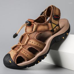 Sandales Classiques Hommes D'été En Cuir Véritable Respirant Marque Chaussures De Luxe Doux En Plein Air Hommes Romain